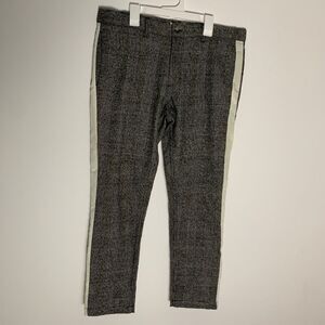 ORO Los Angeles Wool Check Plaid Grey Black White Trouser Dress Pants Size 32